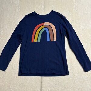 Hanna Andersson Kids Navy Rainbow Graphic Long Sleeve Size 10 140cm